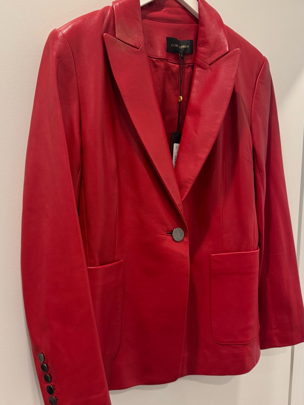 Kobi Halperin Red Leather Single-Button Blazer